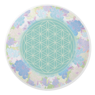 bloem van het groene leven, keramische knop