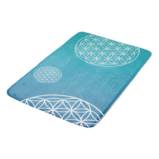 Bloem van het leven blauw / turquoise Badematte Badmat (Gekanteld)