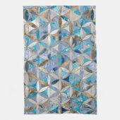 Bloem van het leven - Blauwe marmeren en parels Theedoek (Verticaal)