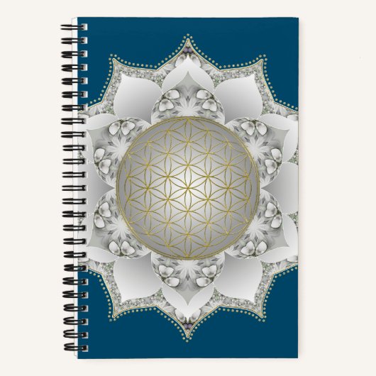 Bloem van het leven - bloesems Mandala 1 Notitieboek (Voorkant)