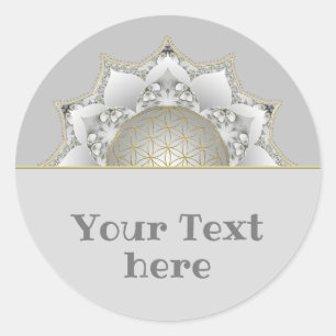 Bloem van het leven - bloesems Mandala 1 Ronde Sticker