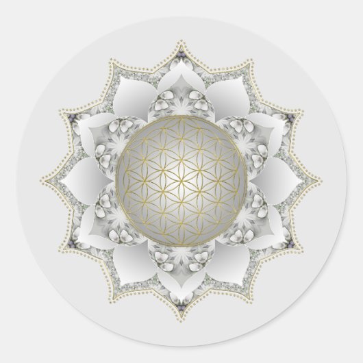 Bloem van het leven - bloesems Mandala 1 Ronde Sticker (Voorkant)
