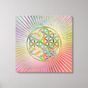 Bloem van het leven / Blume des Lebens - gouden kl Canvas Afdruk