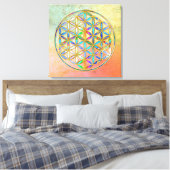 Bloem van het leven / Blume des Lebens - gouden kl Canvas Afdruk (Insitu (Slaapkamer))