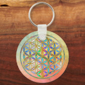 Bloem van het leven / Blume des Lebens - gouden kl Sleutelhanger (Voorkant)