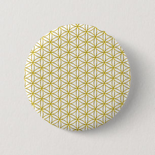 Bloem van het leven / Blume des Lebens - gouden pa Ronde Button 5,7 Cm