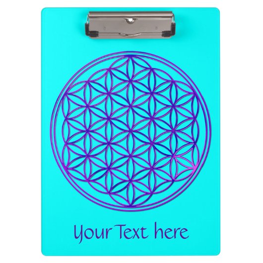 Bloem van het leven / Blume des Lebens - roze blau Klembord (Voorkant)