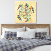 Bloem van het leven / Blume des Lebens - schildpad Canvas Afdruk (Insitu (Slaapkamer))