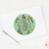 Bloem van het leven / Blume des Lebens - schildpad Ronde Sticker (Envelop)