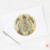 Bloem van het leven / Blume des Lebens - schildpad Ronde Sticker (Envelop)