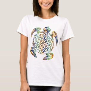 Bloem van het leven / Blume des Lebens - schildpad T-shirt