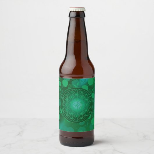 bloem van het leven, chakra, zen, heilige geometri bier etiket (Voorkant)