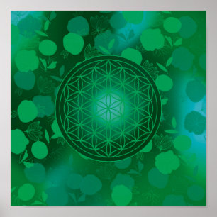 bloem van het leven, chakra, zen, heilige geometri poster