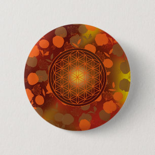 bloem van het leven, chakra, zen, heilige geometri ronde button 5,7 cm