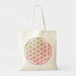 Bloem van het leven gekleurd tote bag