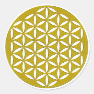 Bloem van het leven - geponst goud + uw ideeën ronde sticker