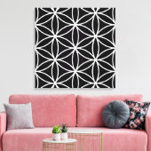 Bloem van het Leven Grote Ptn Wit op Zwart Canvas Afdruk (Insitu (Woonkamer))