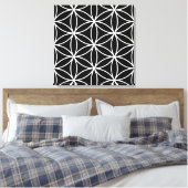 Bloem van het Leven Grote Ptn Wit op Zwart Canvas Afdruk (Insitu (Slaapkamer))