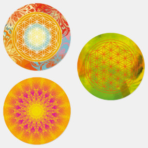 bloem van het leven, heilig geometrisch, mandala,  labels