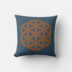 Bloem van het Leven Heilige Geometrie Blauw Sierku Kussen