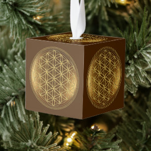 BLOEM VAN HET LEVEN - Heilige Geometrie Medaillon Kubus Ornament