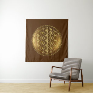 BLOEM VAN HET LEVEN - Heilige Geometrie Medaillon Wandkleed