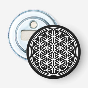 BLOEM VAN HET LEVEN - Heilige Geometrie Symboolomt Button Flesopener