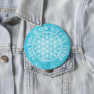 BLOEM VAN HET LEVEN - Heilige Geometrie Symboolomt Ronde Button 4,0 Cm