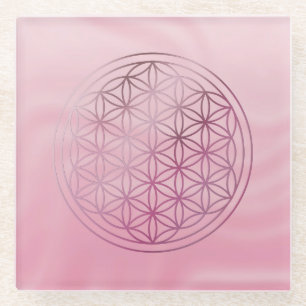 bloem van het leven, heilige geometrie, zen, chakr glazen onderzetter