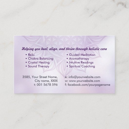 Bloem van het leven in Lotus Visitekaartje (Achterkant)