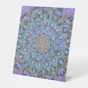 Bloem Van Het Leven - Mandala in Indiase Stijl 2 Reclamebord Met Voetstuk