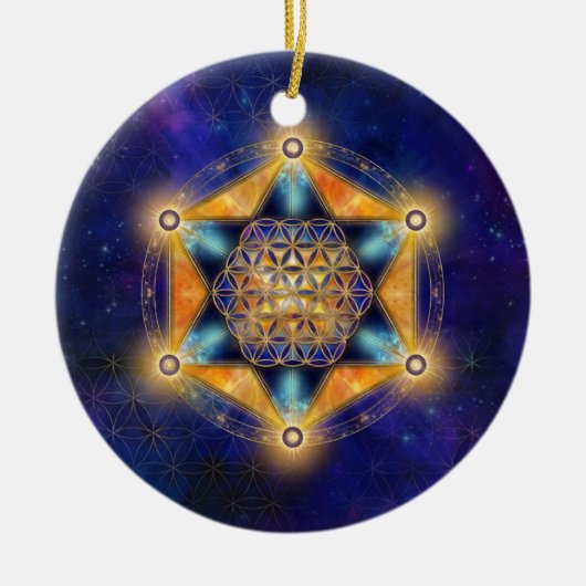 Bloem van het leven Merkaba Star - Heilige Geometr Keramisch Ornament (Voorkant)