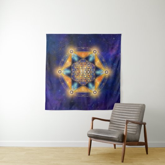 Bloem van het leven Merkaba Star - Heilige Geometr Wandkleed (In Situ (horizontaal))