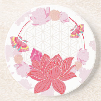 Bloem van het Leven met Lotus Zandsteen Onderzetter