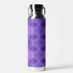 BLOEM VAN HET LEVEN - paarse lila patroon Waterfles