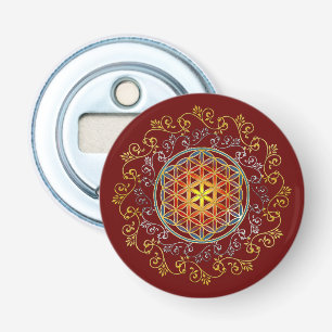 Bloem van het leven - sierplanten Mandala 1 Button Flesopener