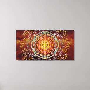 Bloem van het leven - sierplanten Mandala 1 Canvas Afdruk