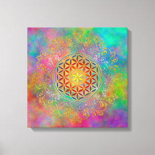 Bloem van het leven - sierplanten Mandala 1 Canvas Afdruk