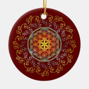 Bloem van het leven -  sierplanten Mandala 1 Keramisch Ornament