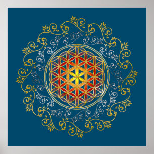 Bloem van het leven - sierplanten Mandala 1 Poster