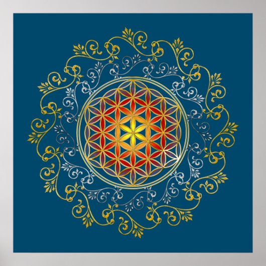Bloem van het leven - sierplanten Mandala 1 Poster (Voorkant)