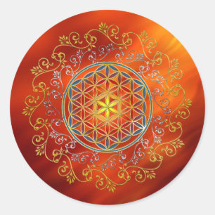 Bloem van het leven - sierplanten Mandala 1 Ronde Sticker