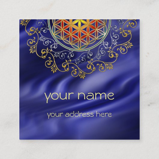 Bloem van het leven - sierplanten Mandala 1 Vierkante Visitekaartje (Achterkant)
