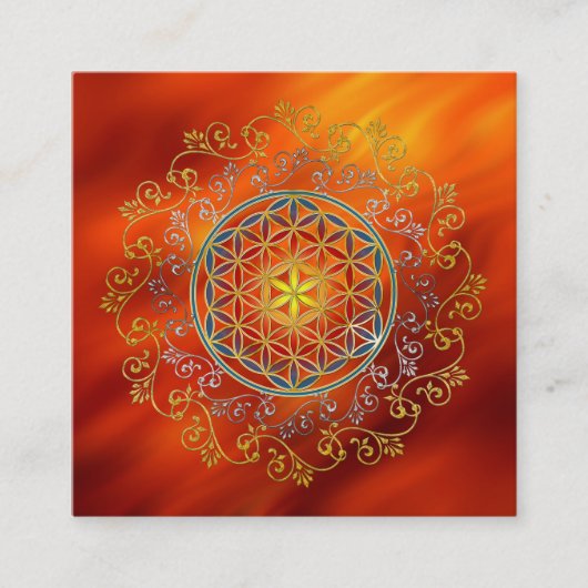 Bloem van het leven - sierplanten Mandala 1 Vierkante Visitekaartje (Voorkant)