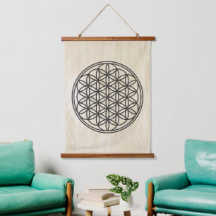 BLOEM VAN HET LEVEN - Symbool heilige geometrie om Hangend Wandkleed
