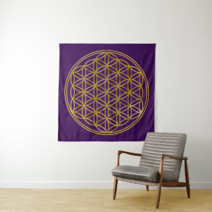 BLOEM VAN HET LEVEN - Symbool van heilige geometri Wandkleed