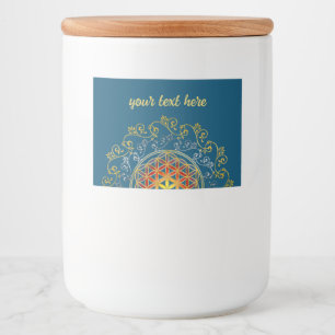 Bloem Van Het Leven - Vintage Ornamenten Mandala 1 Voedselcontainer Etiket