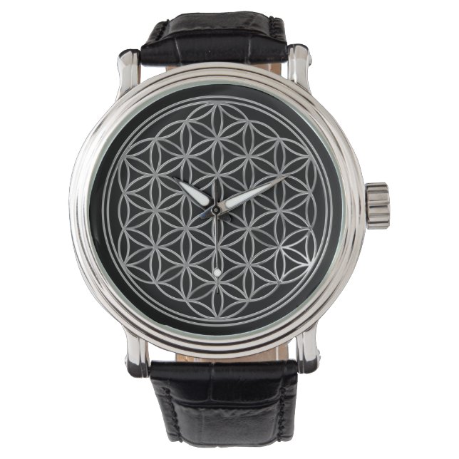 Bloem van het Leven - zilver Horloge (Voorkant)
