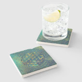 Bloem van het levensMarmer en goud Stenen Onderzetter (Zijkant)