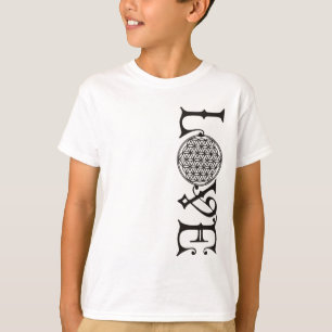 Bloem van het tattoo met een laag levensteken zwar t-shirt